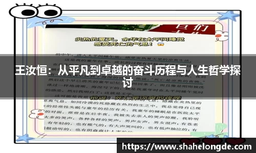 王汝恒：从平凡到卓越的奋斗历程与人生哲学探讨